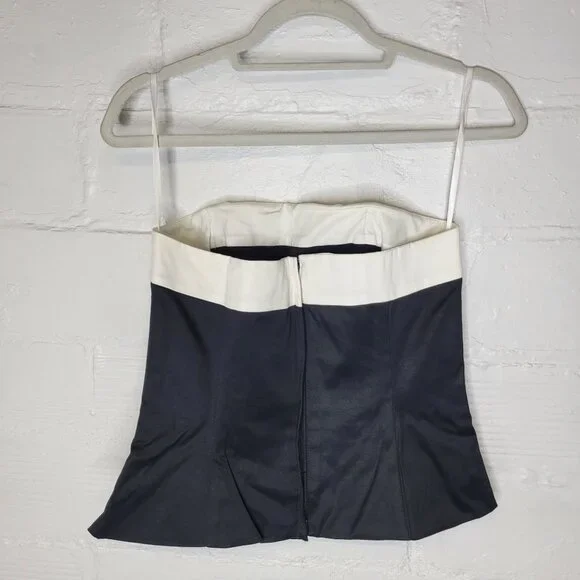 WHBM Women's Size 6 Strapless Bustier Top Black White Boning - Picture 2 of 4